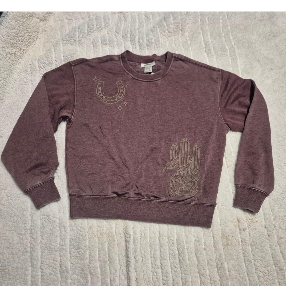 Ariat Womens Port Royal Horseshoe Cactus Graphic Sweatshirt Small NEW